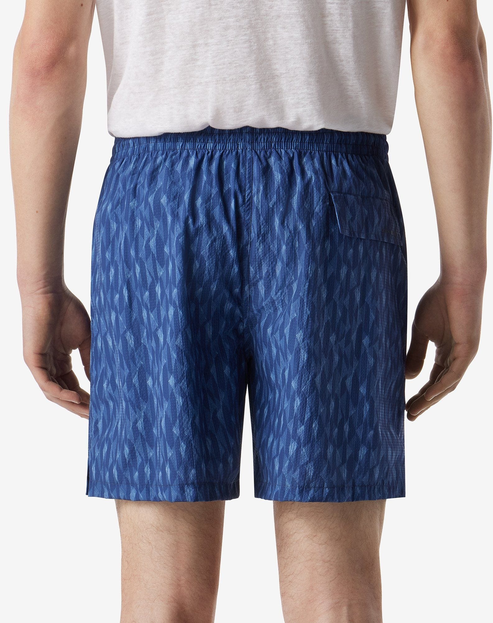 Denim blue seersucker long swim shorts - 4