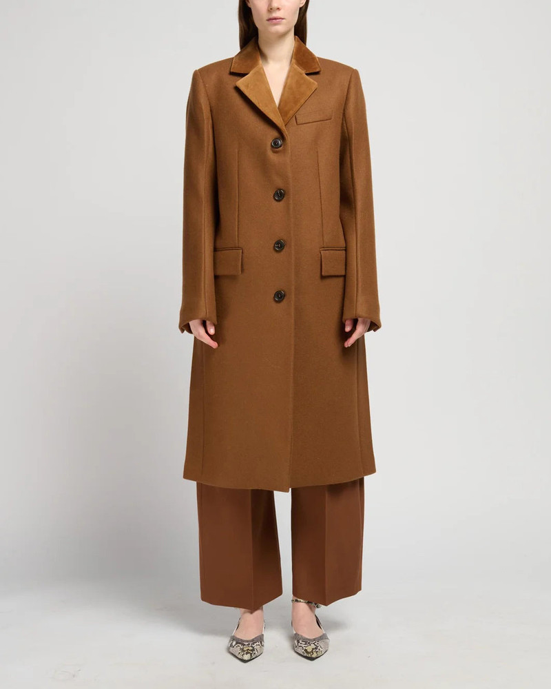 Marni BROWN WOOL FELT COAT WITH VELVET DETAILS outlook
