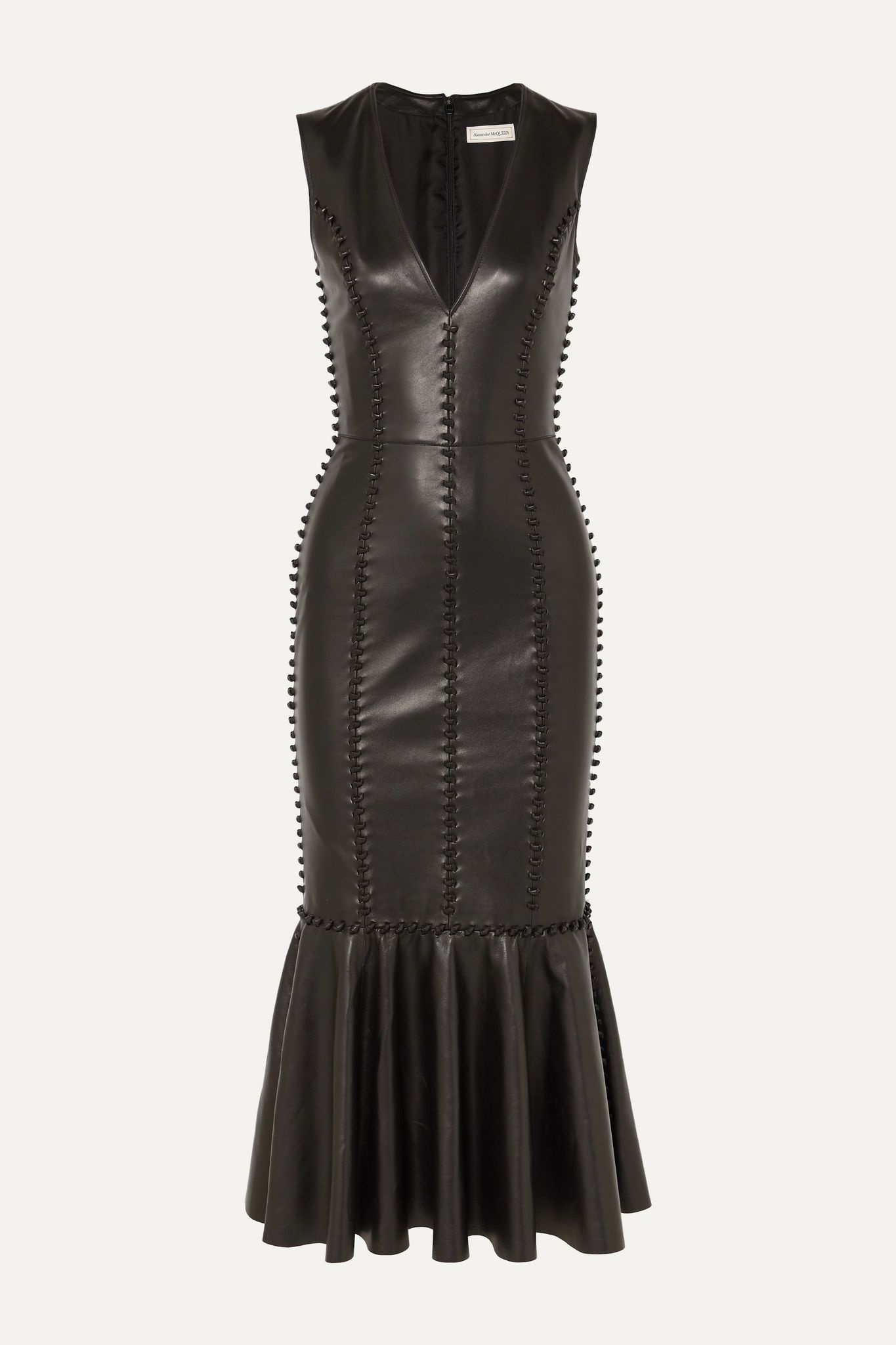 Knot-detailed leather midi dress - 1