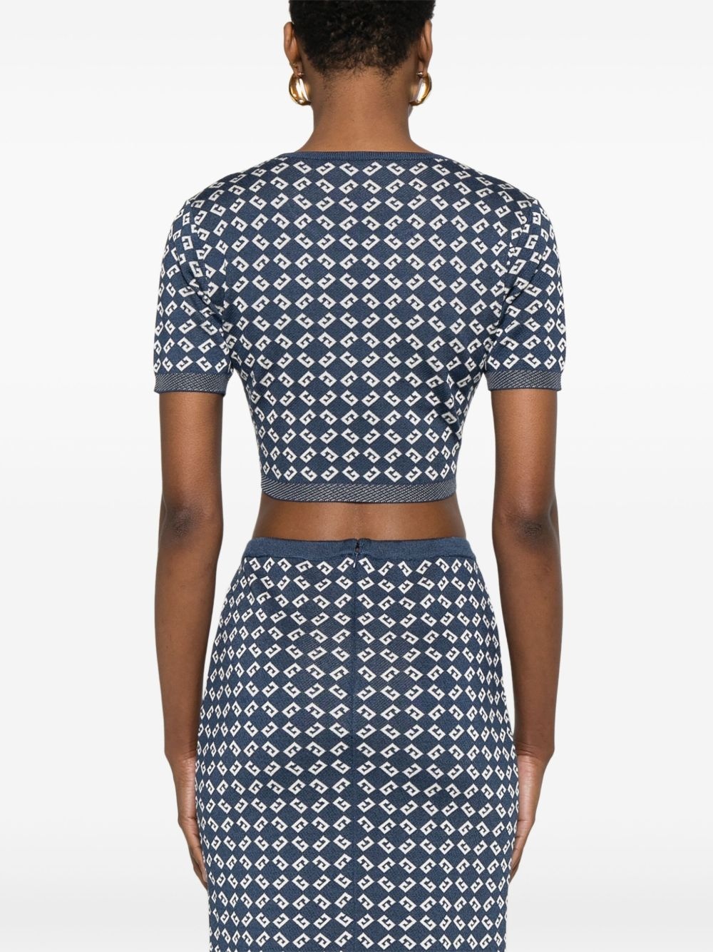 monogram 72-jacquard crop top - 4