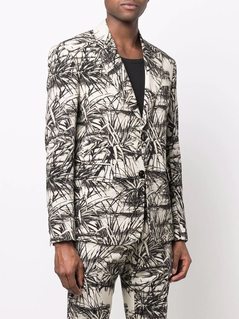 palm tree-print single-breasted blazer - 3