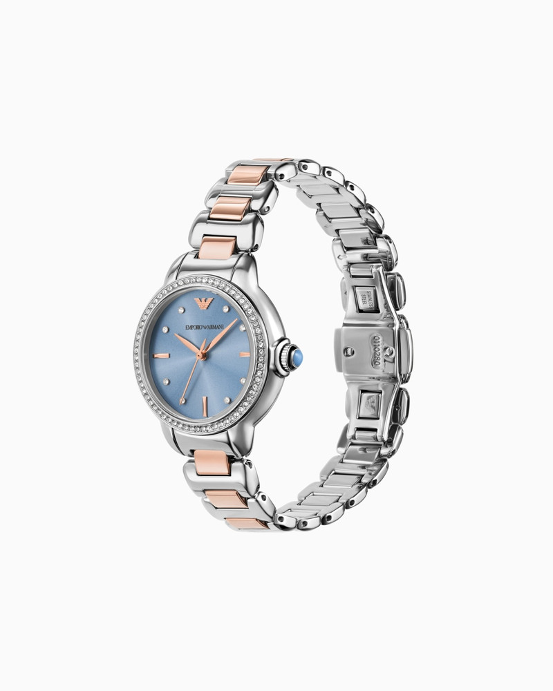 EMPORIO ARMANI THREE-HAND TWO-TONE STAINLESS STEEL WATCH outlook
