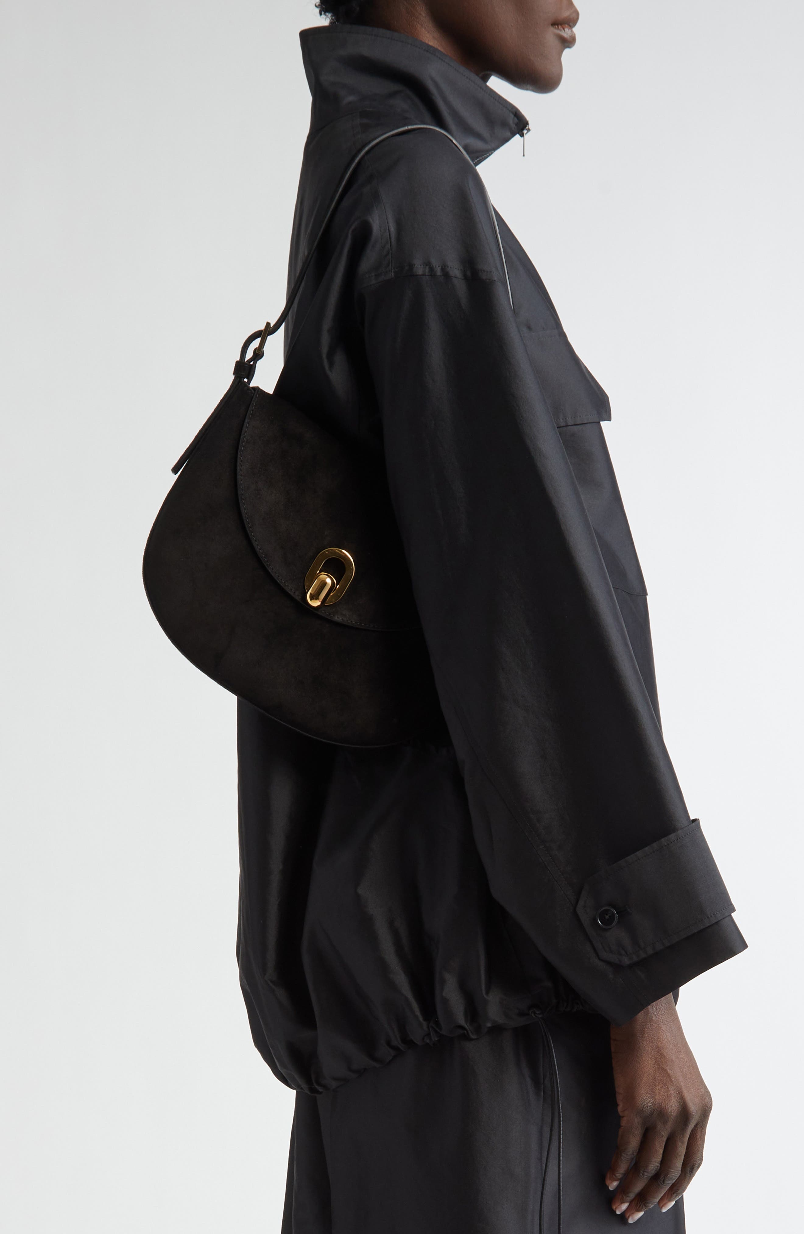 SAVETTE Tondo Suede Hobo Bag in Black at Nordstrom - 2