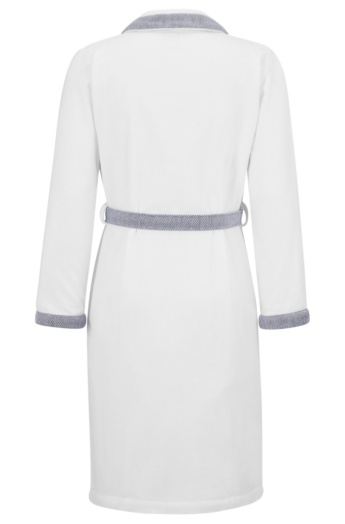 WHITE COTTON-VELVET DRESSING GOWN WITH EMBROIDERED LOGO - 2