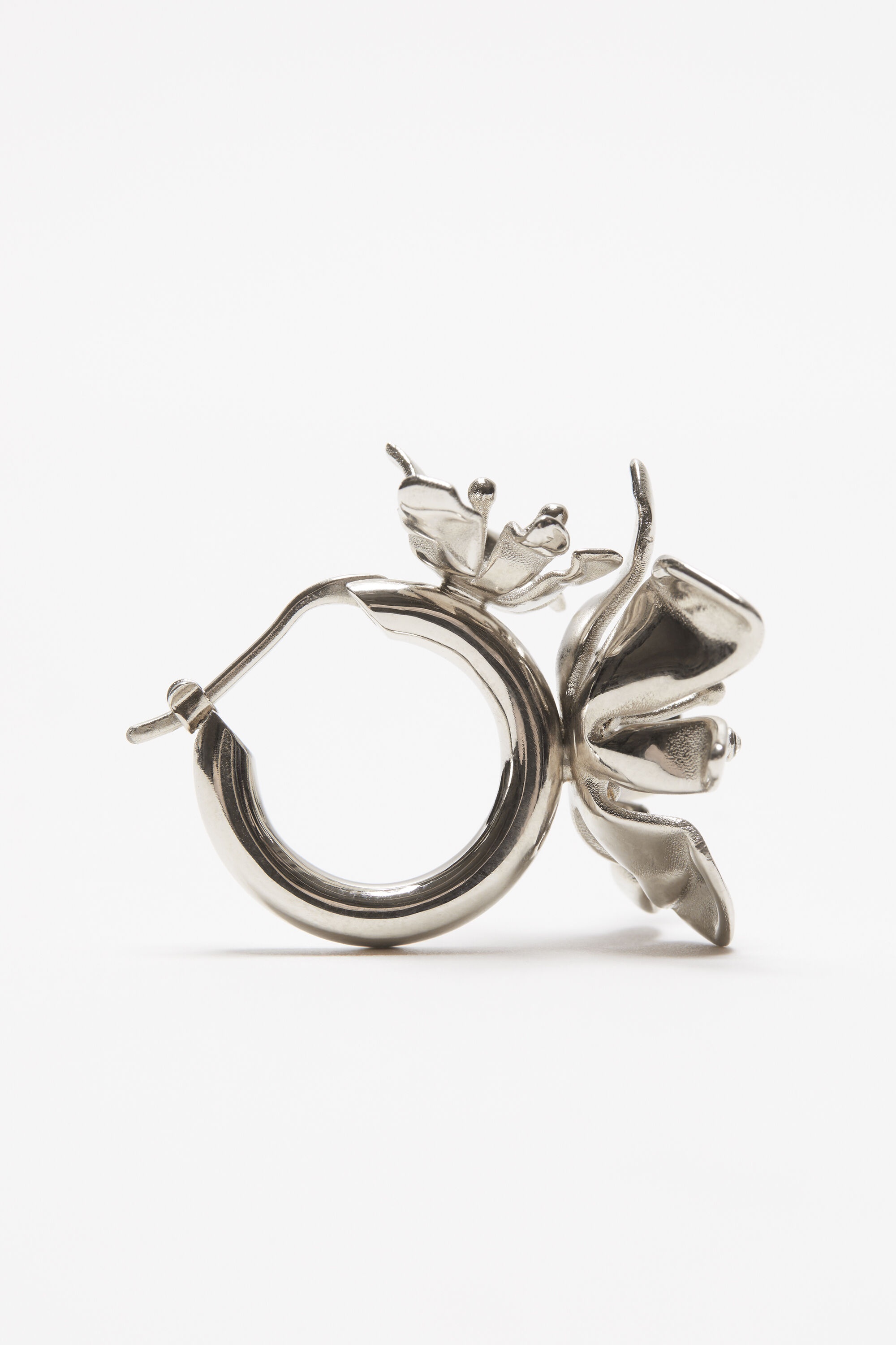 Flower hoop earrings - Silver/transparent - 3