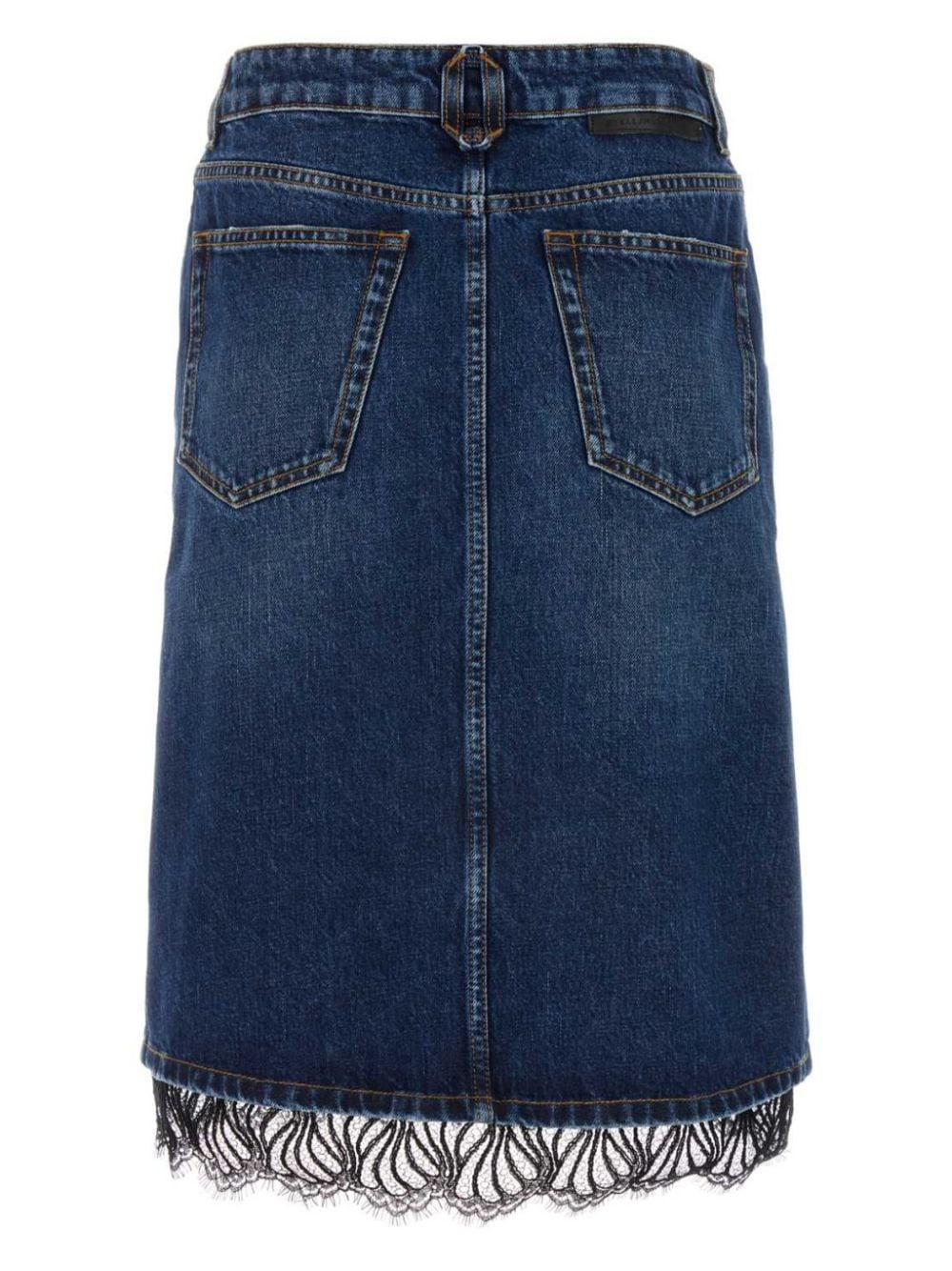 lace-trim denim skirt - 2