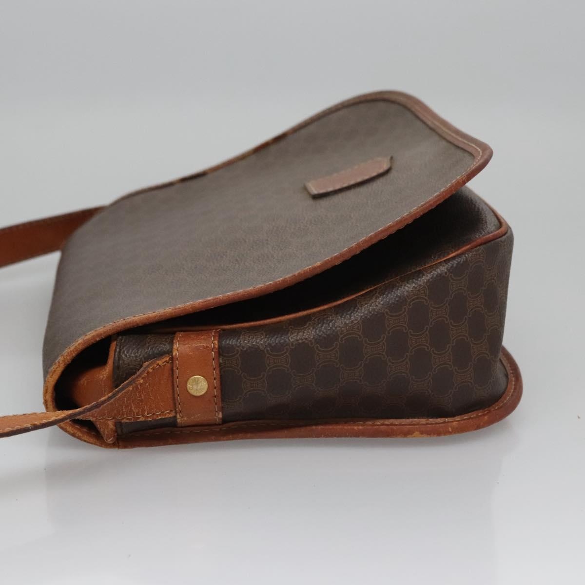 CELINE Macadam Canvas Shoulder Bag Pvc Leather Brown - 5