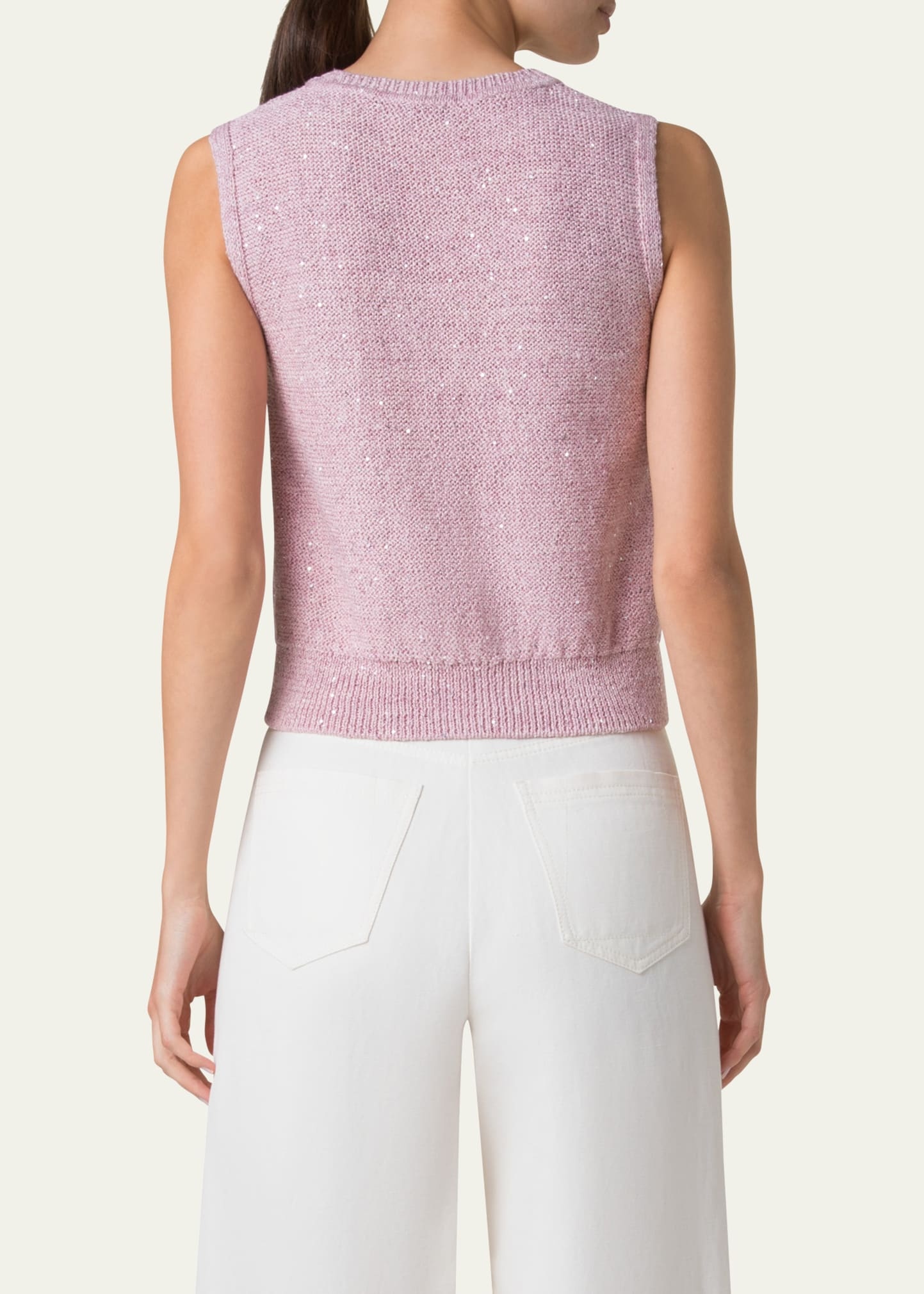 Micro Sequined Knit Sleeveless Sweater - 3