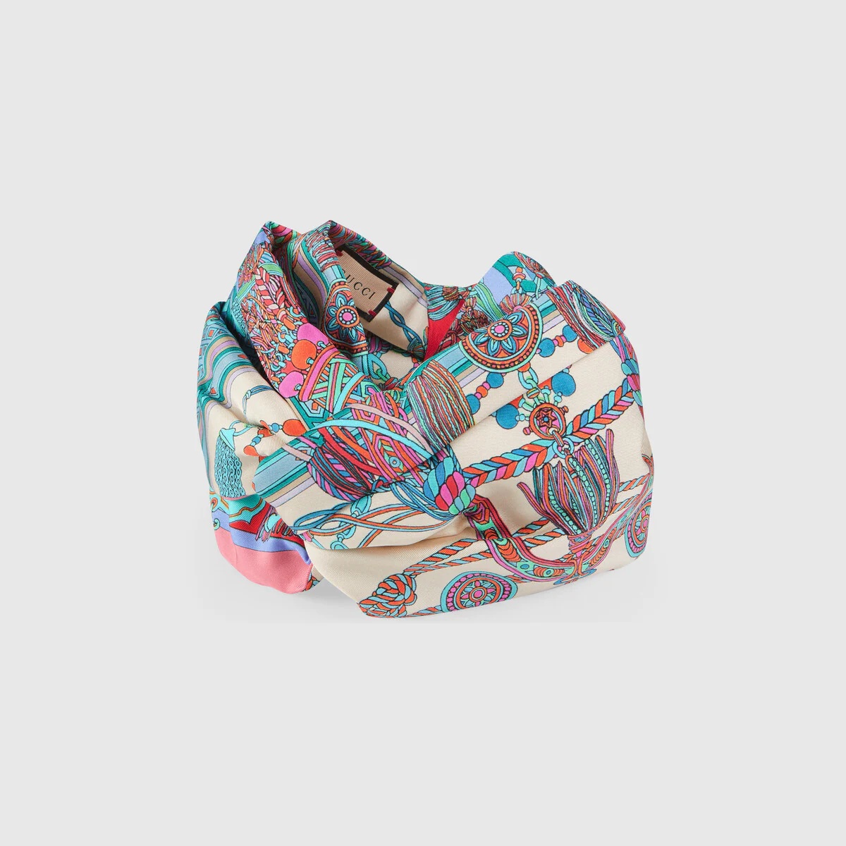 Tassel and chain print silk headband - 2