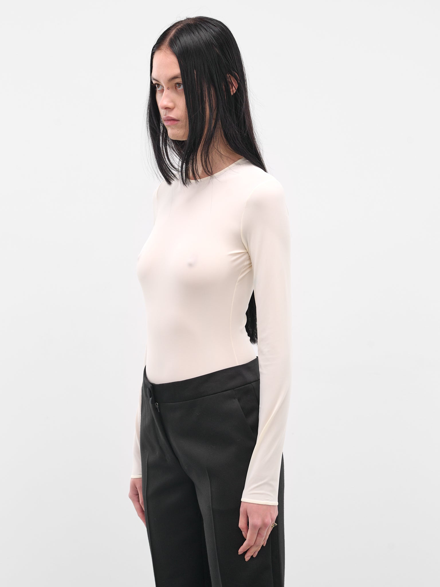White Long Sleeve Technical Bodysuit - 2
