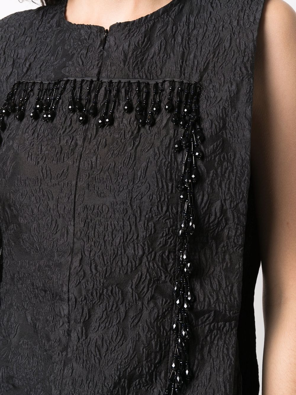 organza-fringe jacquard sleeveless top - 5