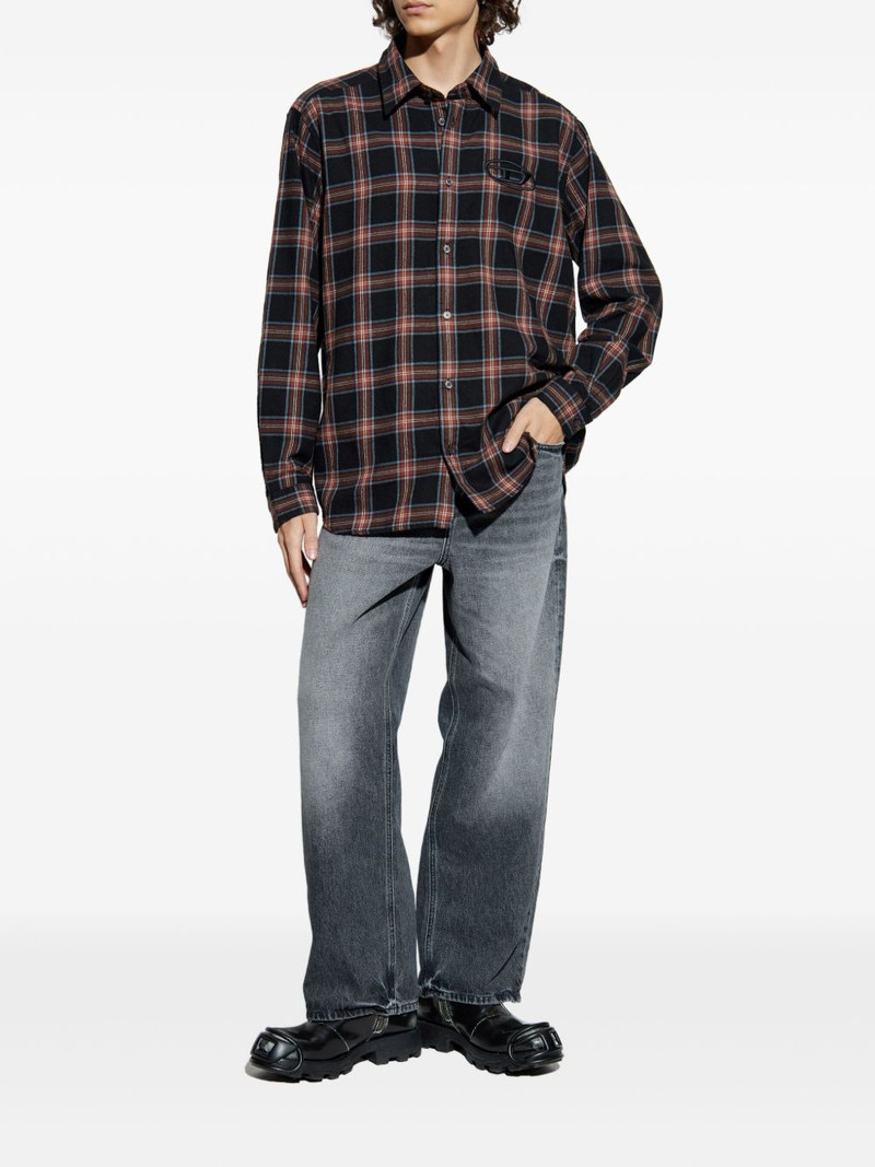 Diesel embroidered plaid shirt outlook