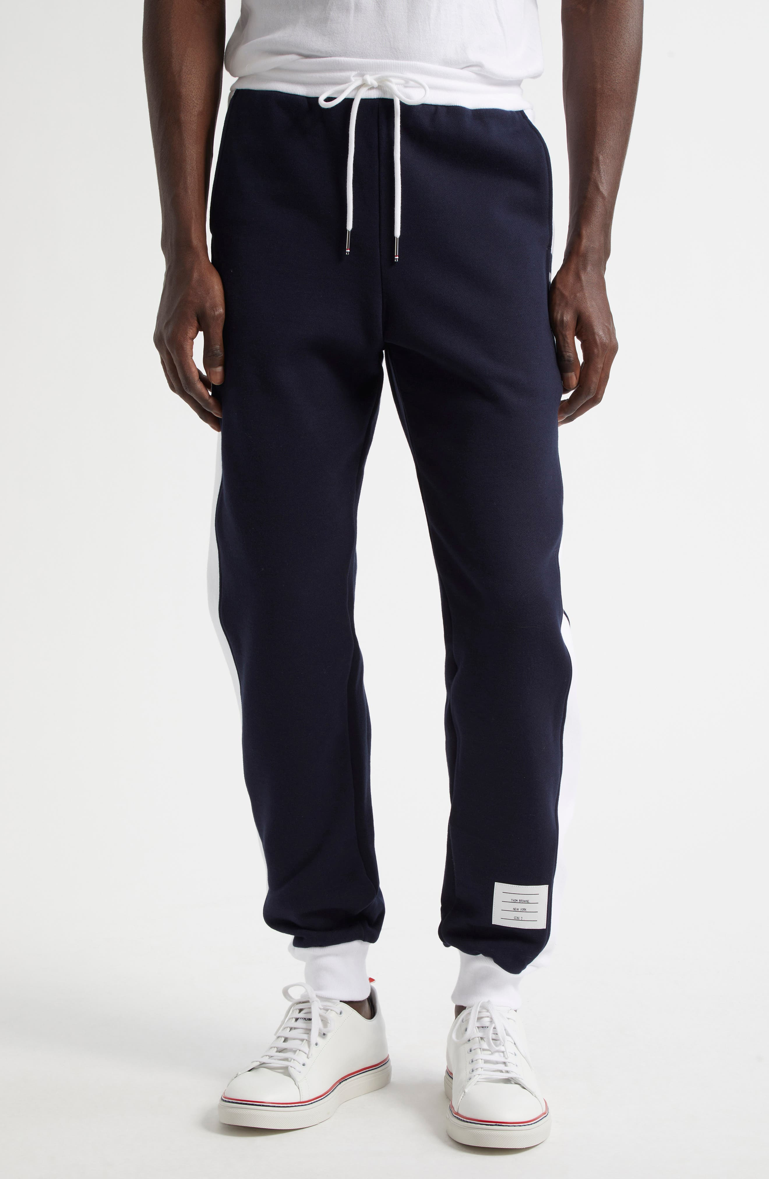 Thom Browne 4-Bar French Terry Joggers in Navy at Nordstrom - 1