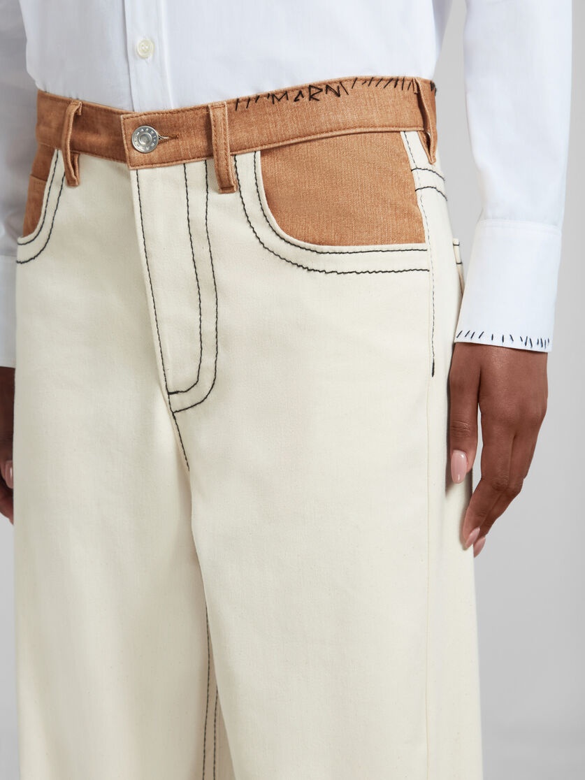 ECRU CARROT-FIT JEANS WITH MARNI MENDING - 4