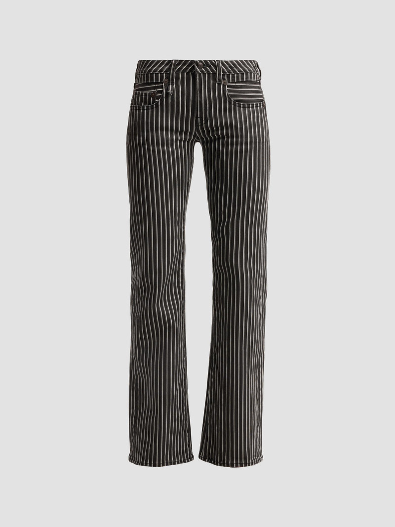 Women's Boy Flare Striped Jeans - Black Stretch Morning Stripe 1
