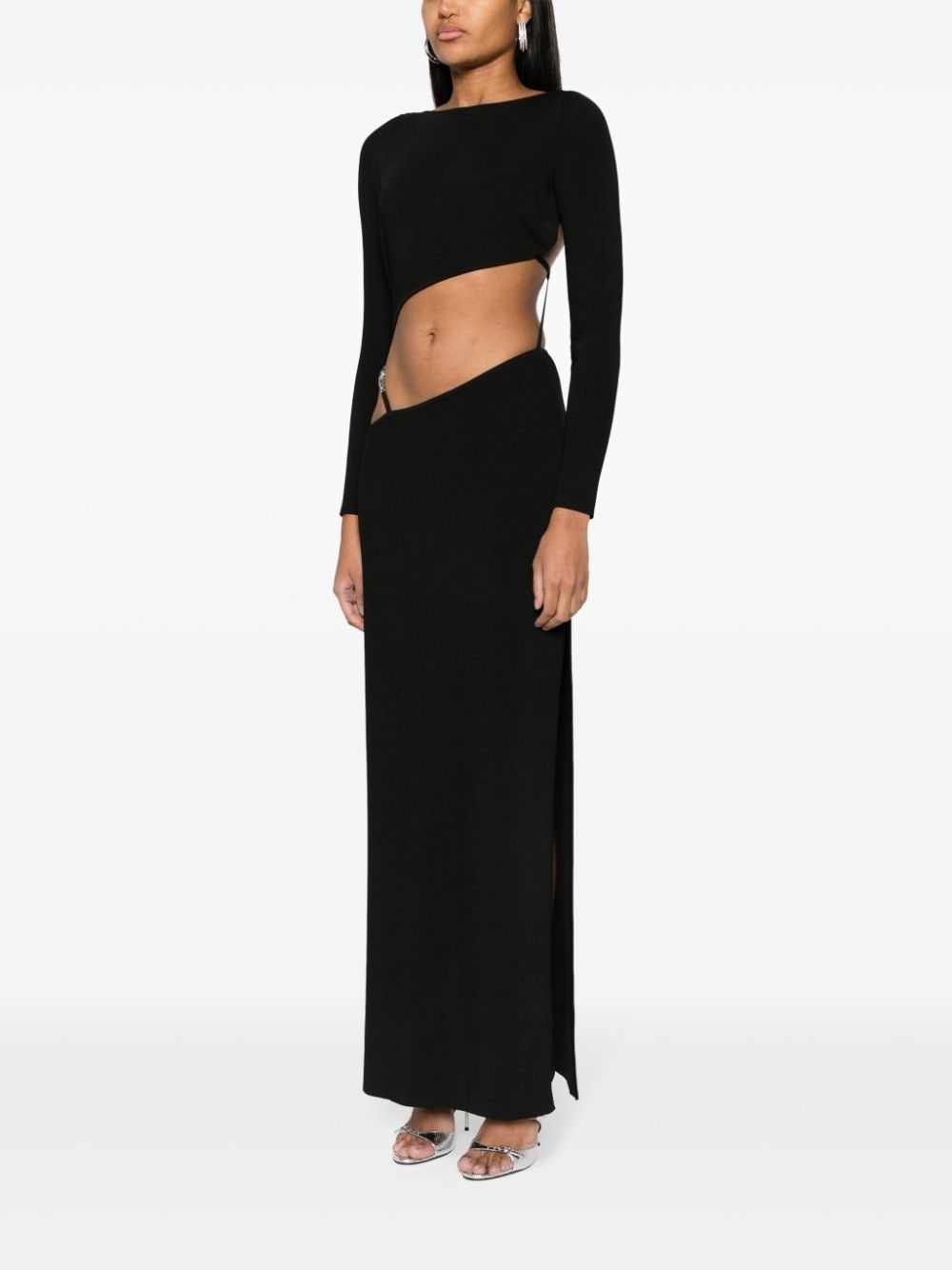 asymmetric ribbed maxi dress - 3