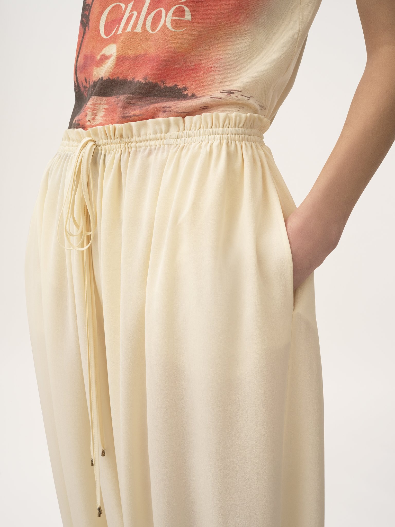 CROPPED FLUID PANTS IN CRÊPE DE CHINE - 6