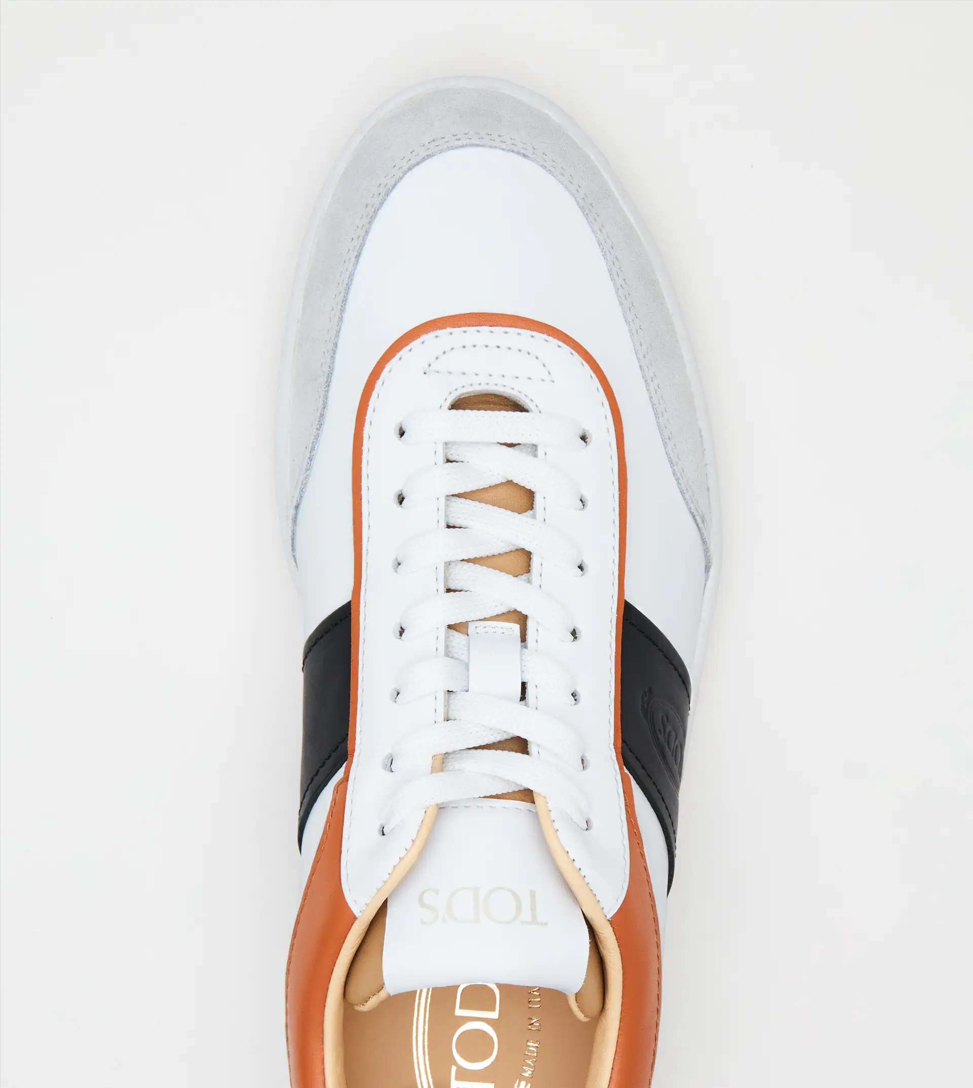 TOD'S TABS SNEAKERS IN LEATHER - WHITE, BLACK, ORANGE - 5