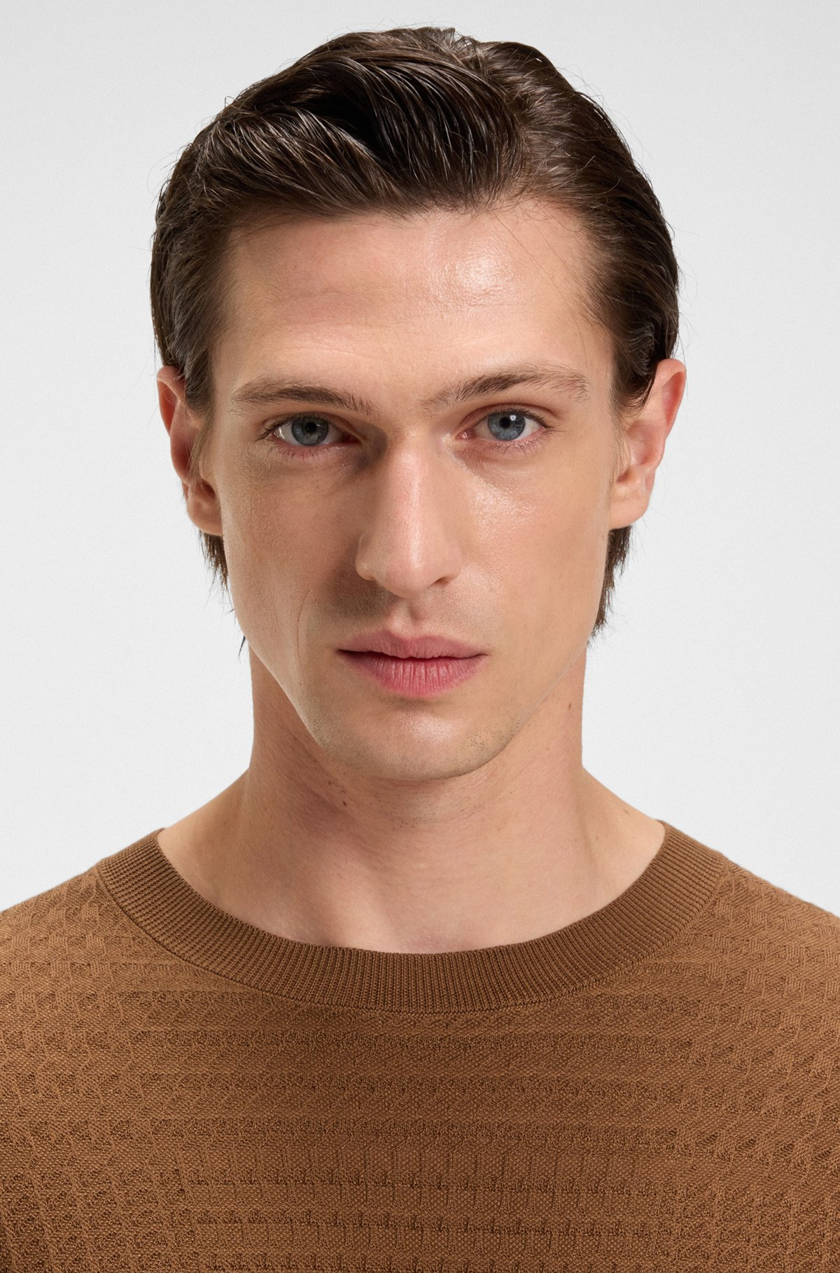 SILK SWEATER WITH PRINCE OF WALES CHECK STRUCTURE - 3