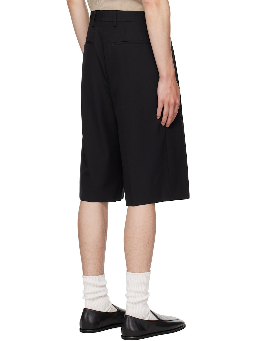 Black Wool Shorts - 3