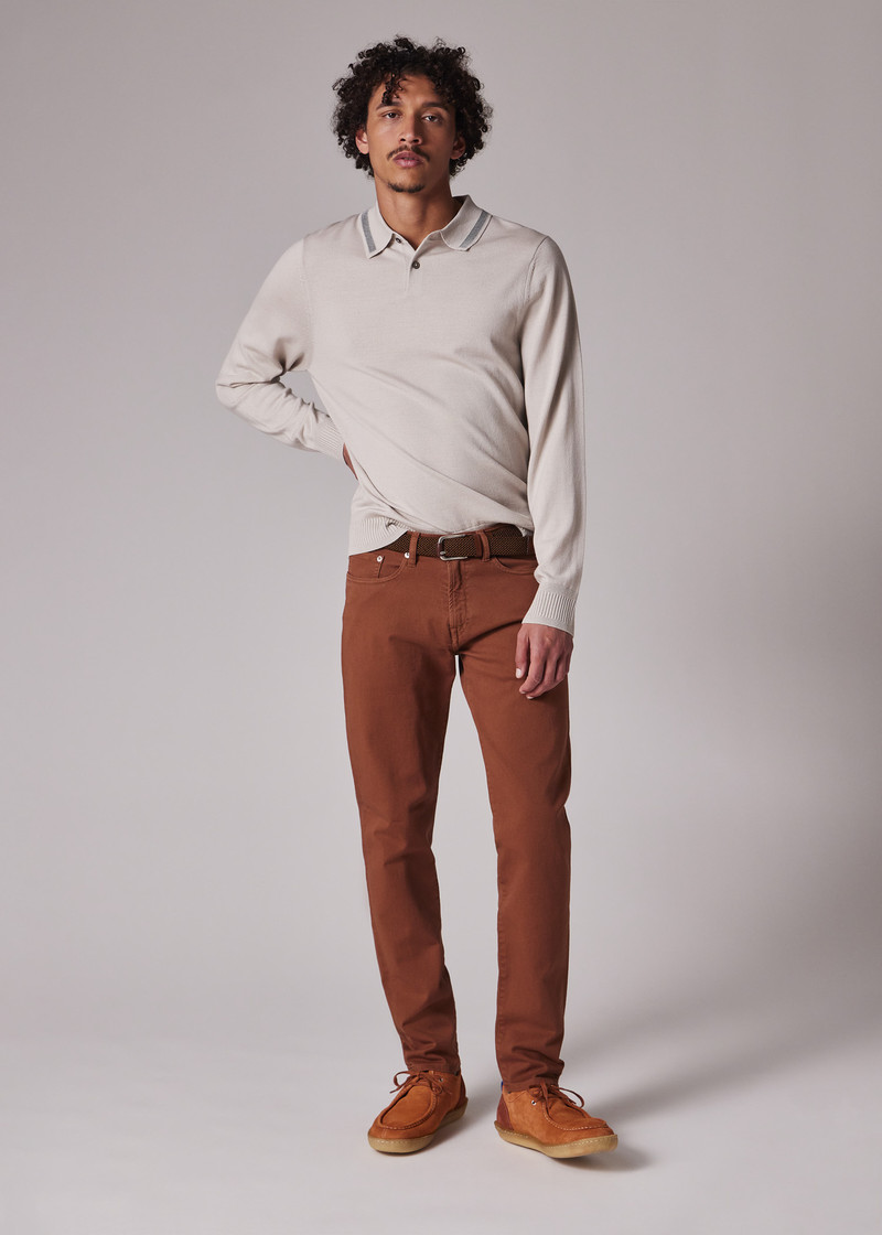 Tapered-Fit Rust Garment-Dyed Organic Cotton-Stretch Jeans 5