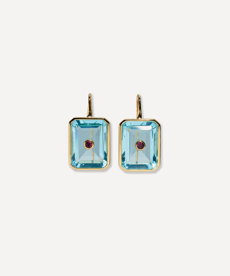 Gold-Plated Tile Drop Earrings 1