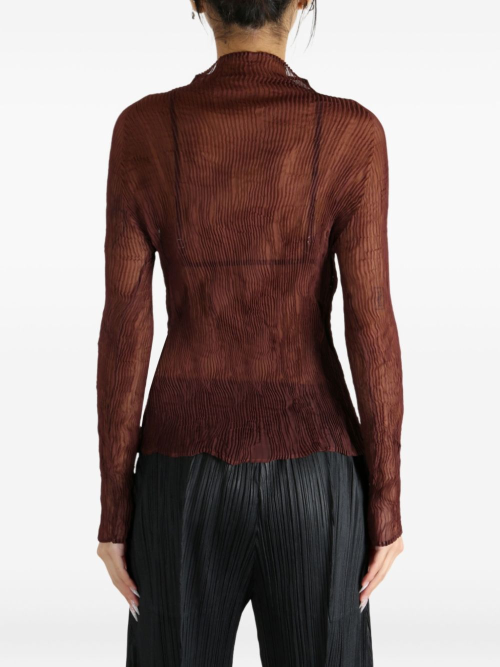 pleated high-neck top - 3