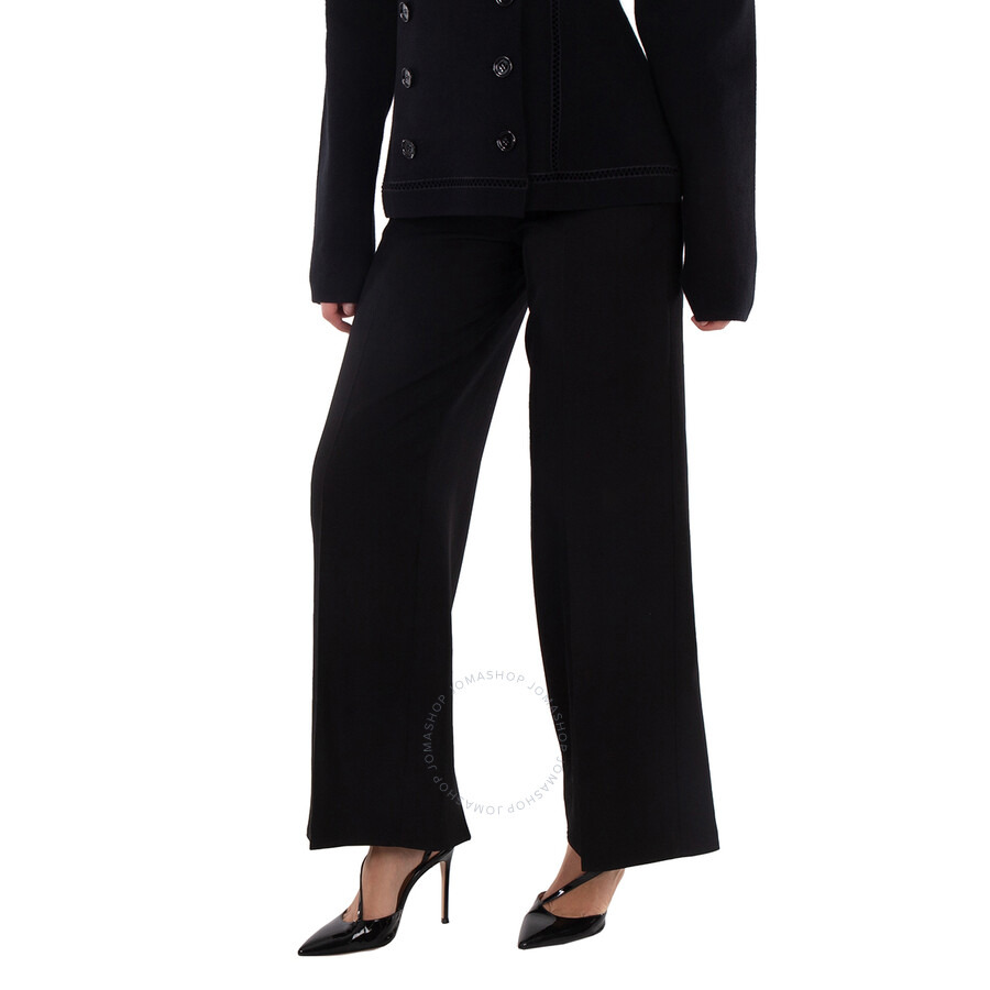Burberry Ladies Black Jaylie Asian Fit Wool Wide Leg Pants With Slits - 2