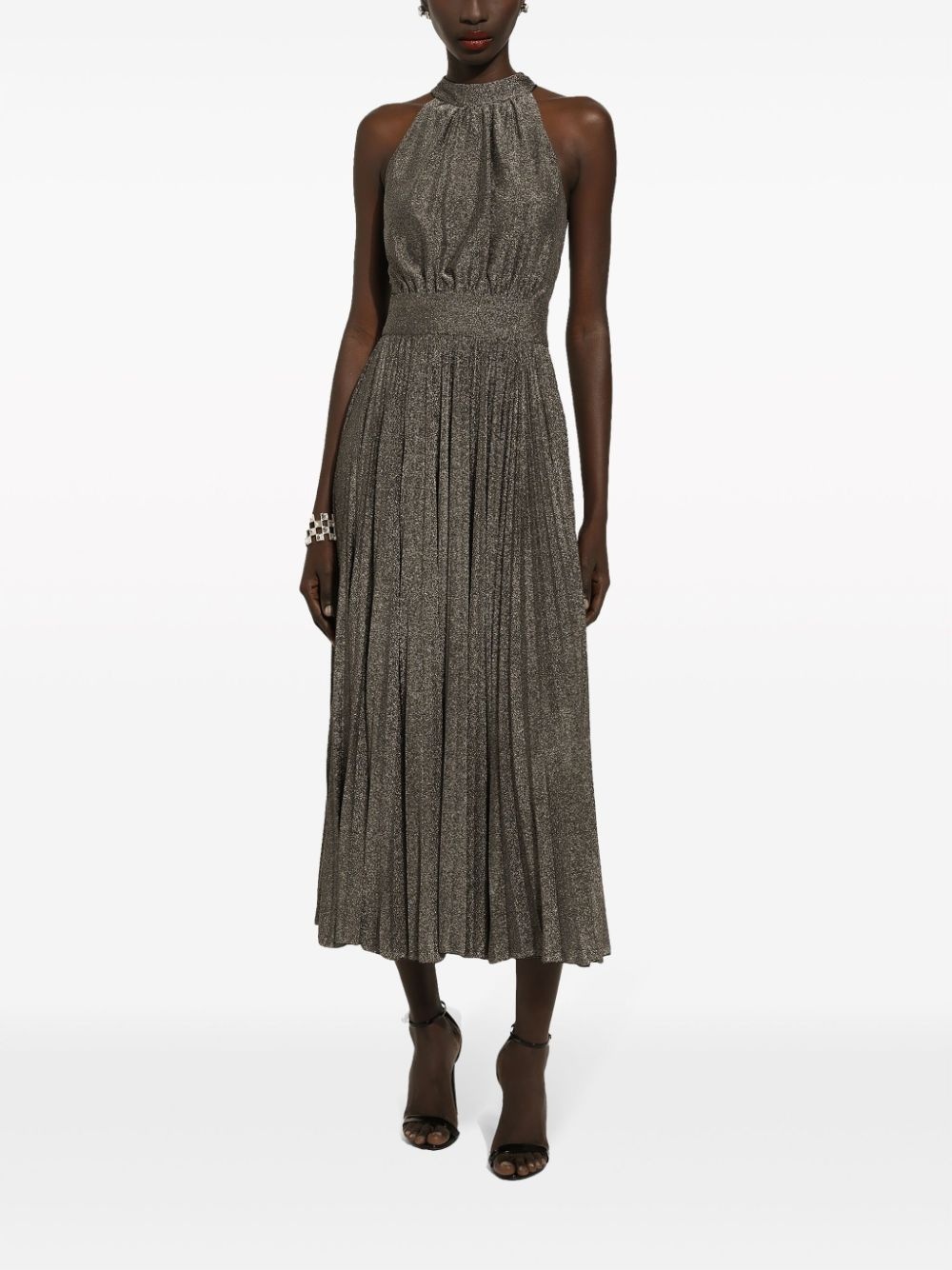 pleated silk midi dress - 3