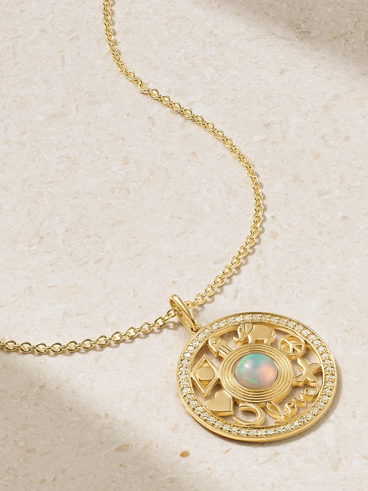 Open Icon 14-karat Gold, Opal And Diamond Necklace - 1