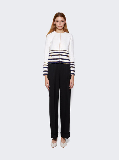 Valentino Embellished Striped Bouclé Jacket White and Navy outlook