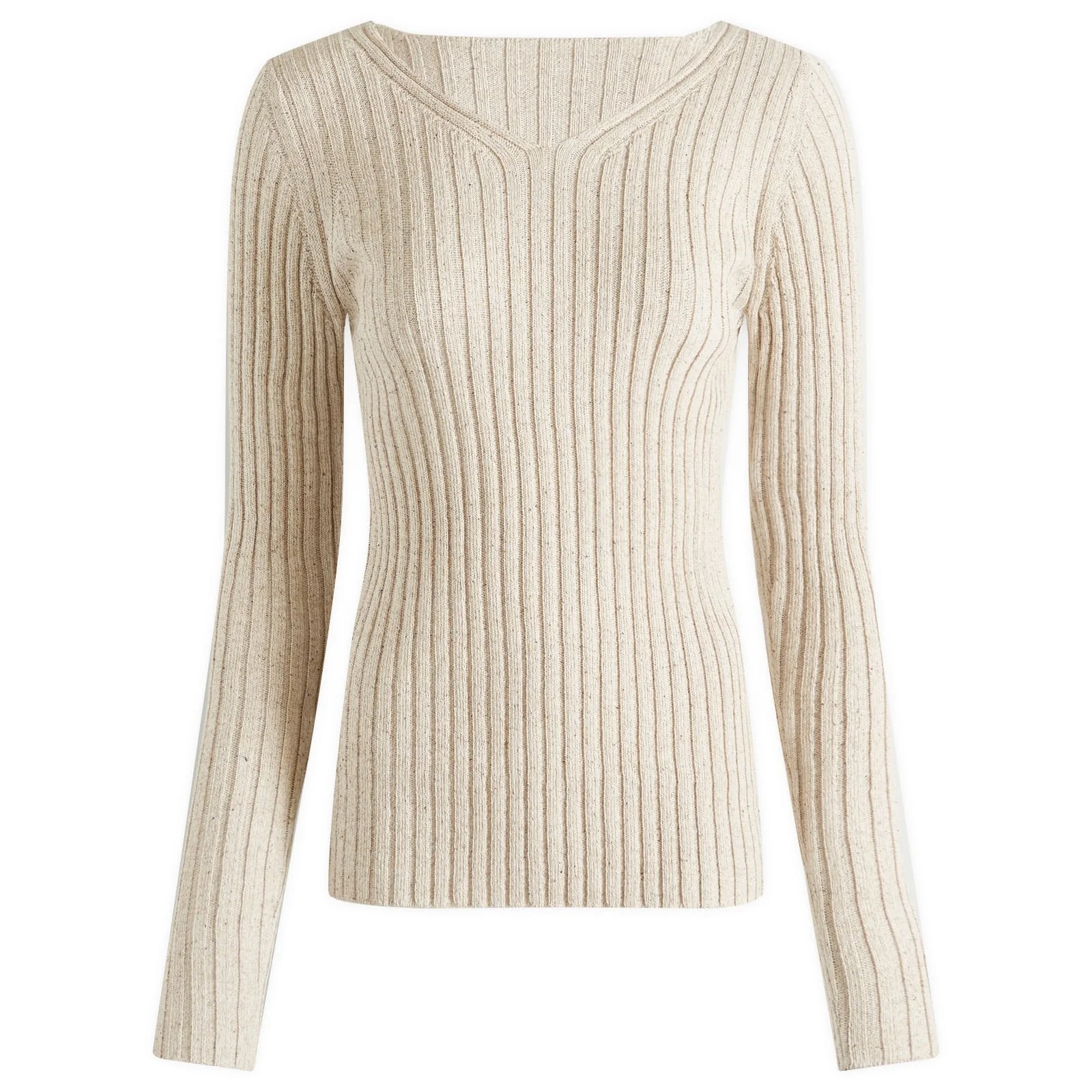 Auralee Rib Knit V-Neck Pullover - 1