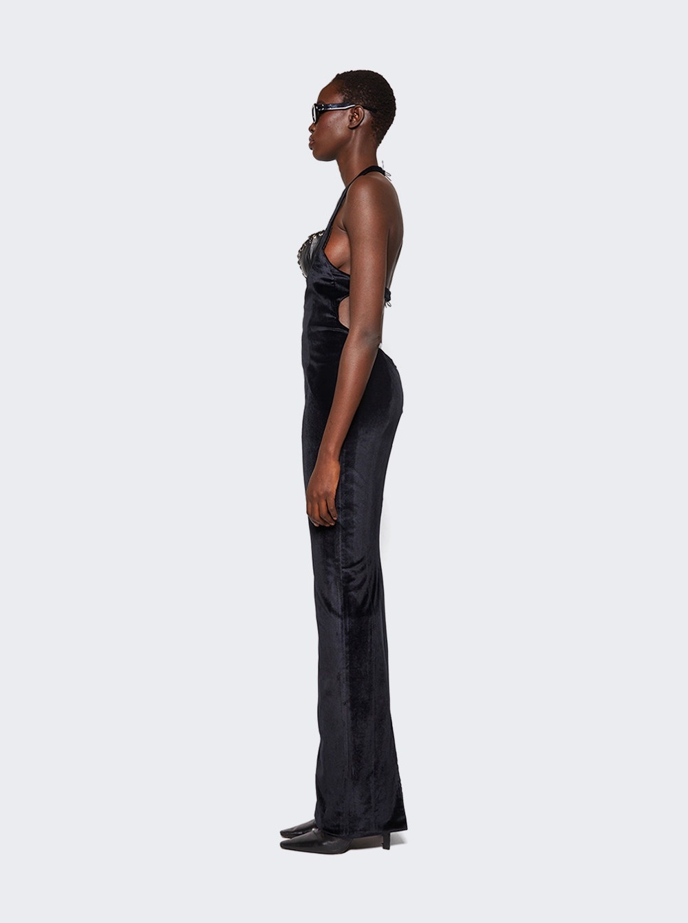 Grace Velvet Bustier Dress Black - 4
