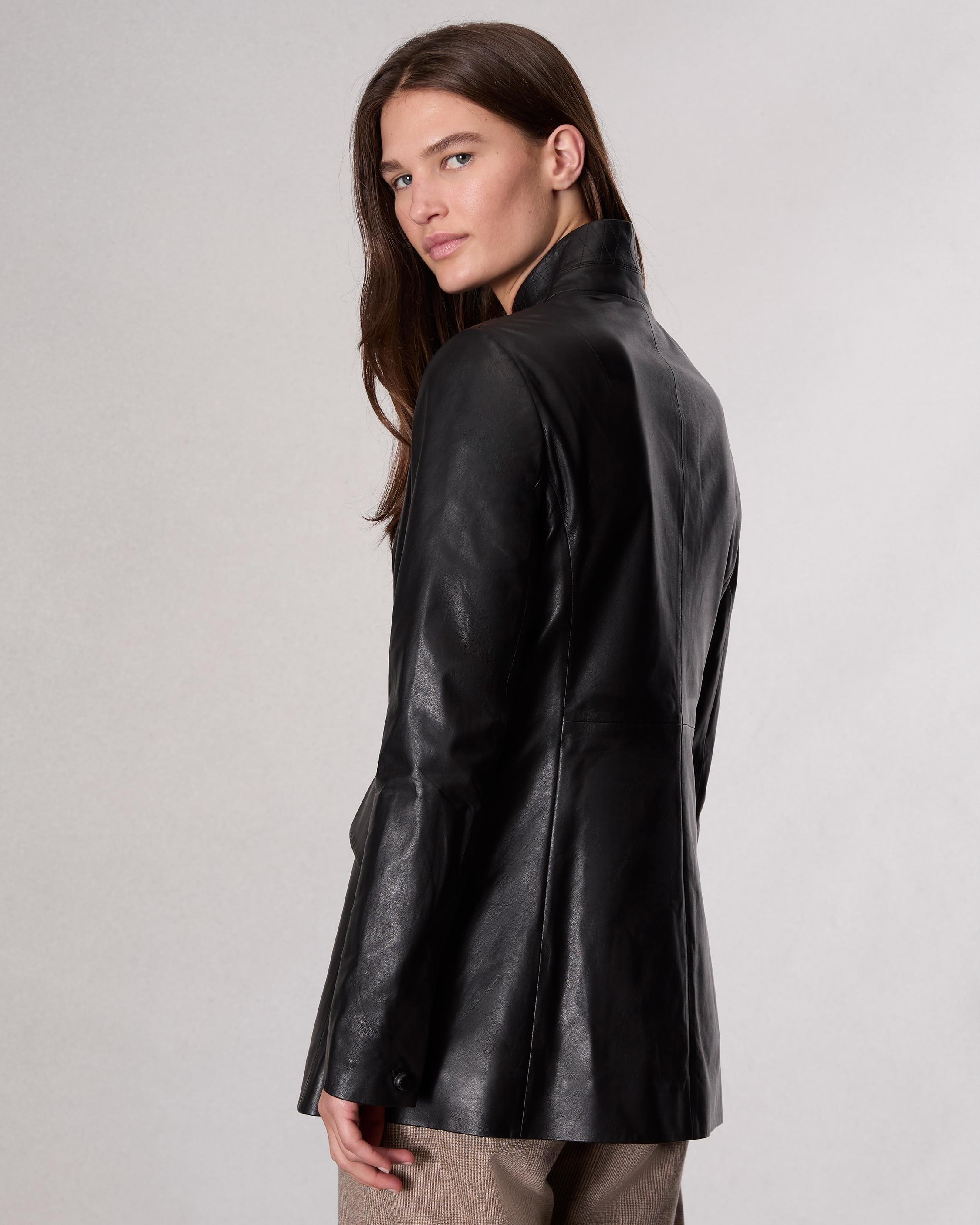 Slade Long Leather Blazer - 5