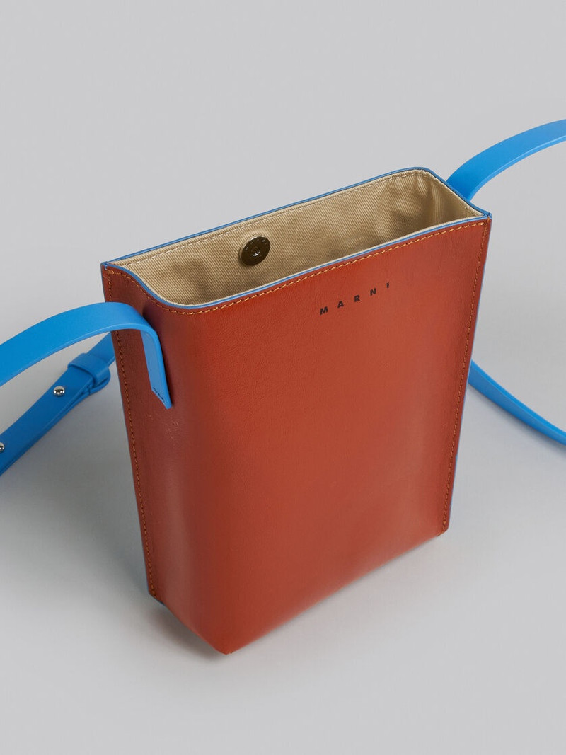 MUSEO SOFT SMALL BAG IN BROWN AND BLUE LEATHER 4