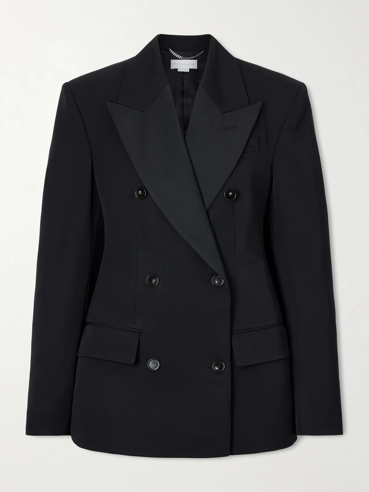 Double-breasted Twill-trimmed Wool Blazer - 1