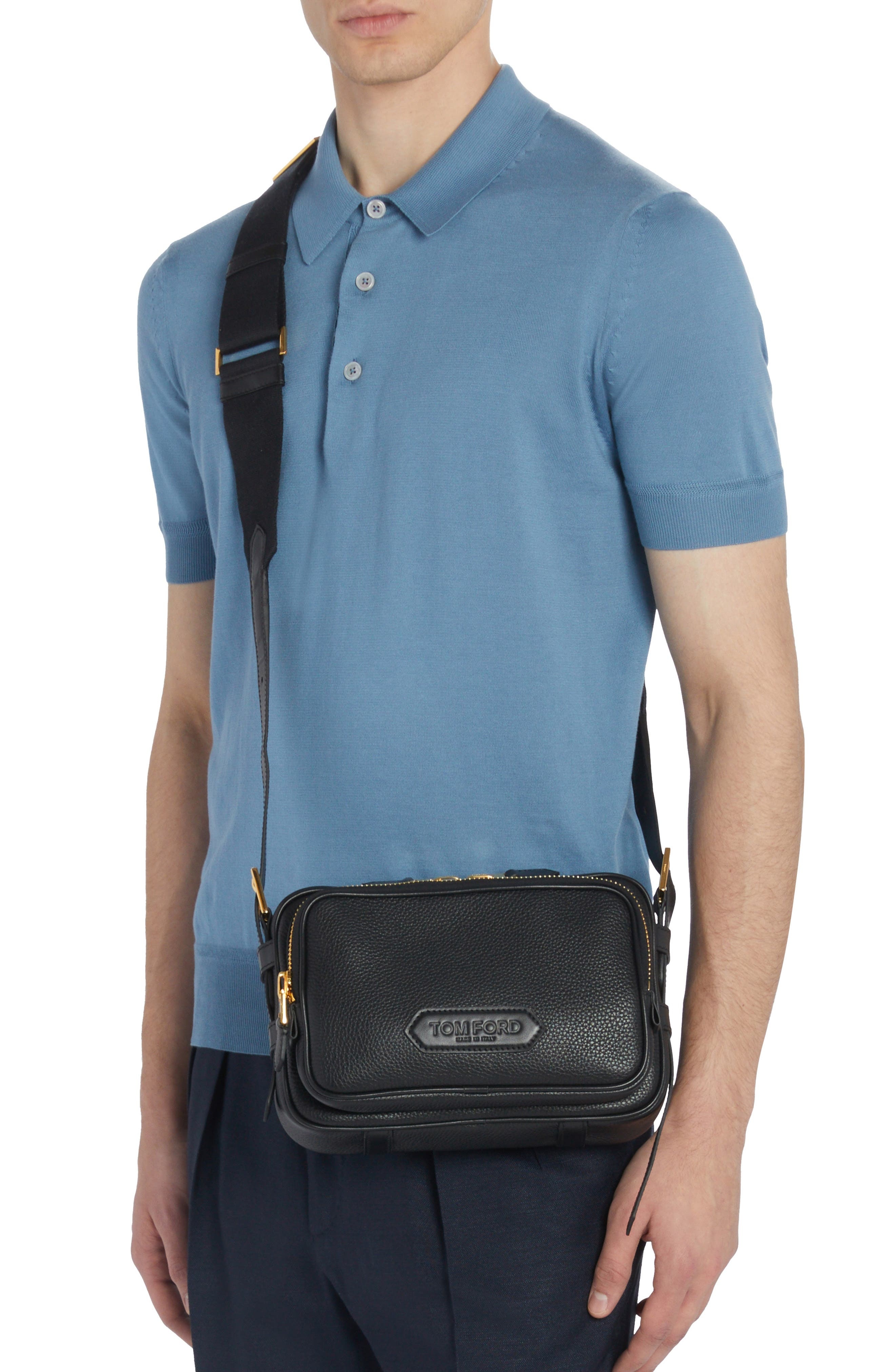 TOM FORD Large Grained Leather Messenger Bag in Black at Nordstrom - 2