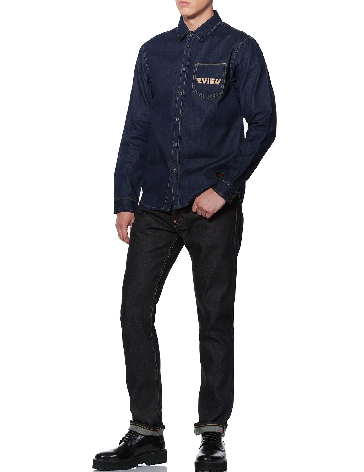 DOUBLE DAICOCK DENIM SHIRT - 6