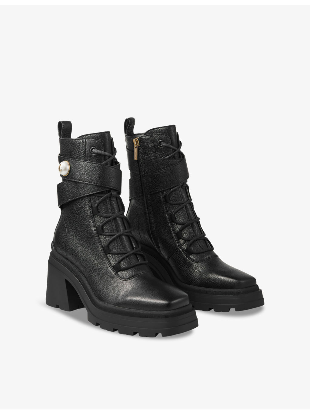 Noemi 80 logo-embellished grained-leather heeled ankle boots - 2