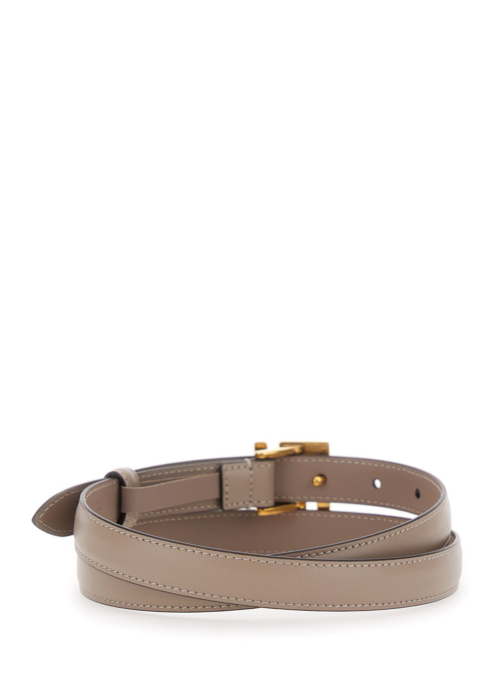 Fendi Women Beige Thin Belt With Metallic Ff Buckle In Leather Woman - 3