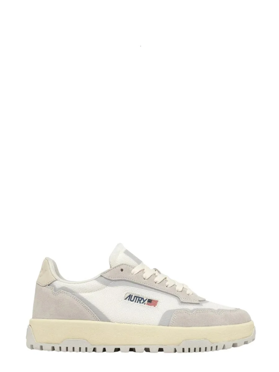 Autry Wildpace Low Sneakers In White Mesh And Suede - 1