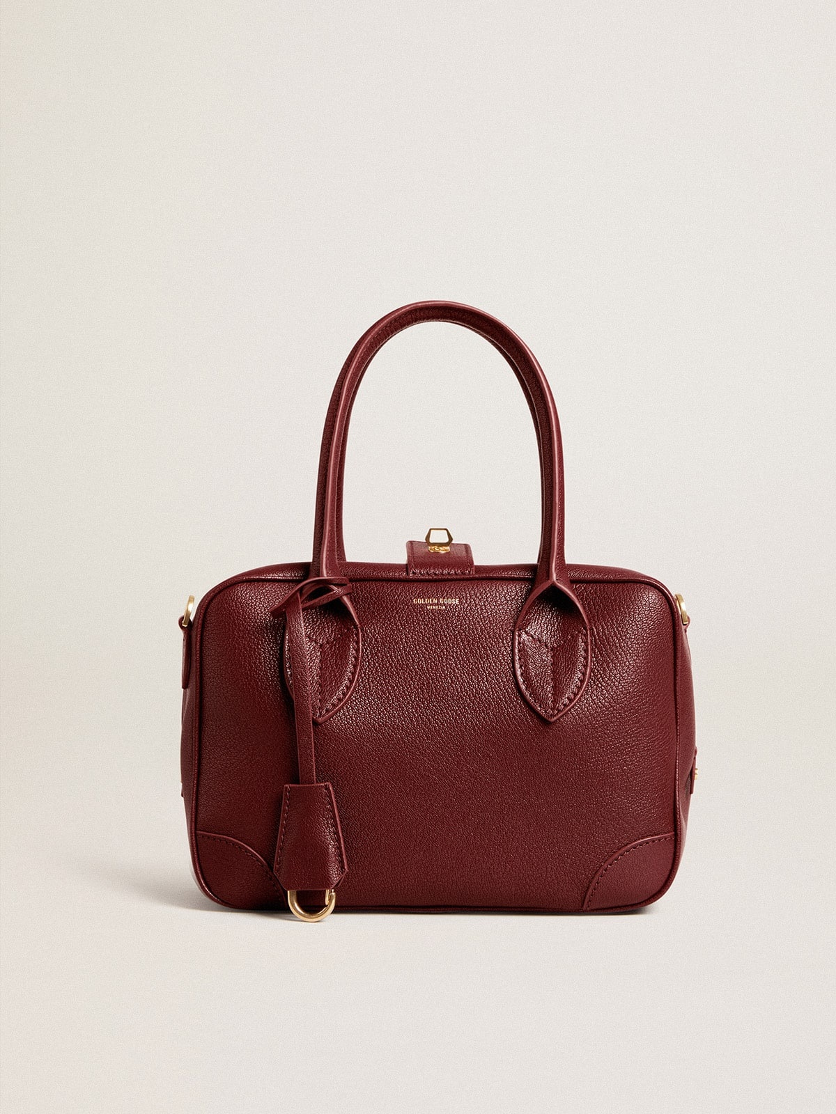 Vita Bag in burgundy sheepskin leather with gold details - 1