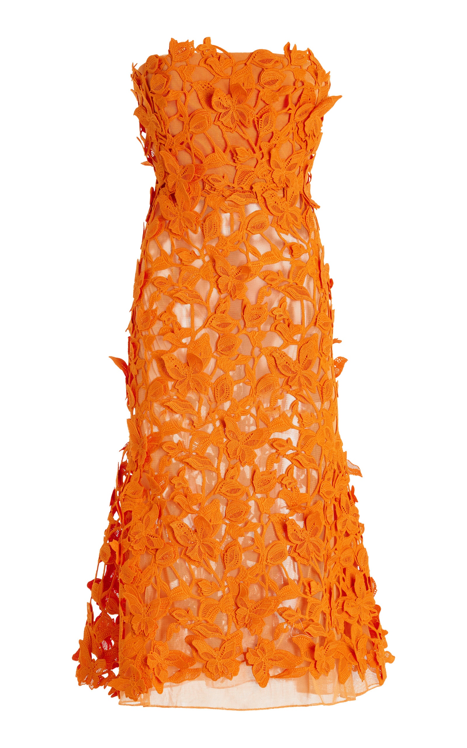 Fleurella Floral Guipure Lace Midi Dress orange - 1