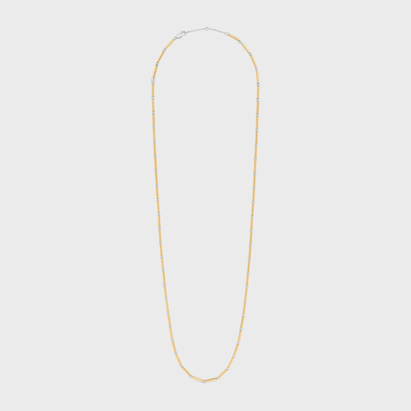 Celine Charms Long Necklace in Brass with Gold and Rhodium Finish 1