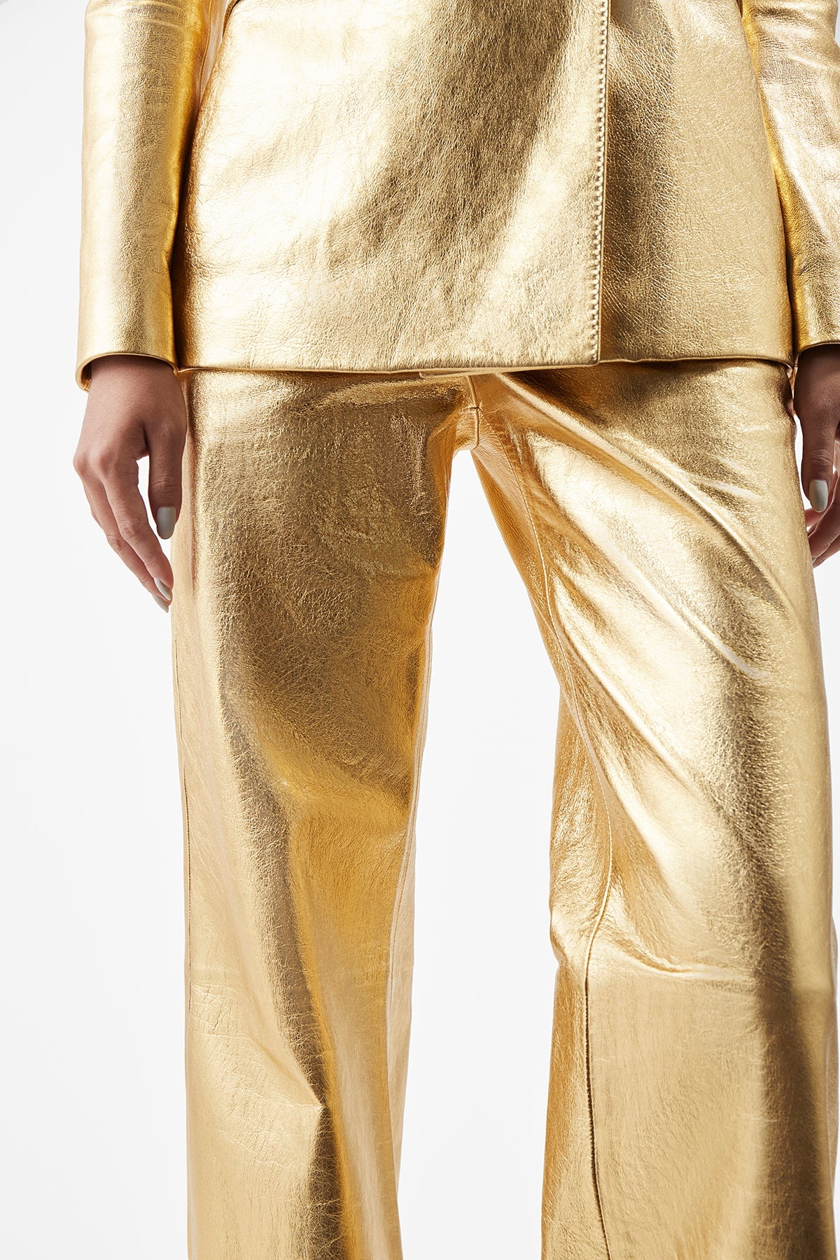 Vesta Pant in Gold Leather - 6