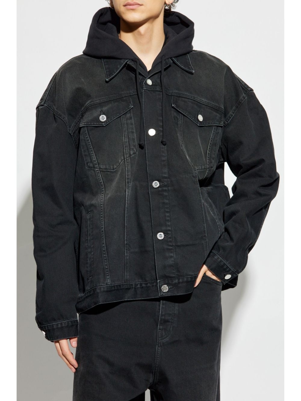 hooded denim jacket - 3