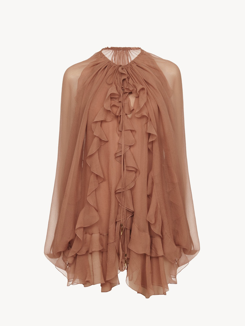 Chloé RUFFLED CAPE TUNIC IN SILK MOUSSELINE outlook