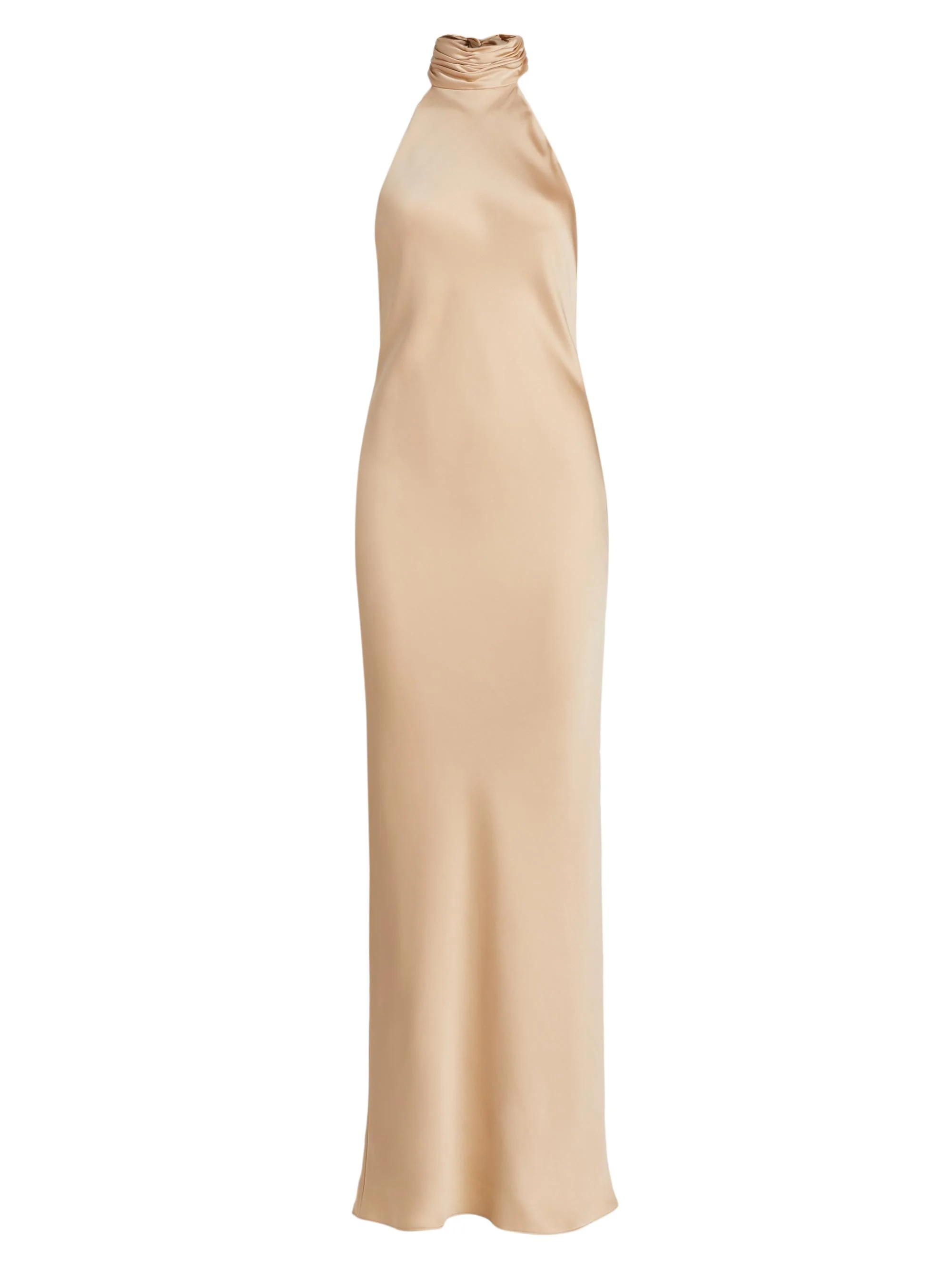 Women's Tatiana High-Neck Satin Gown - Light Champange - 1