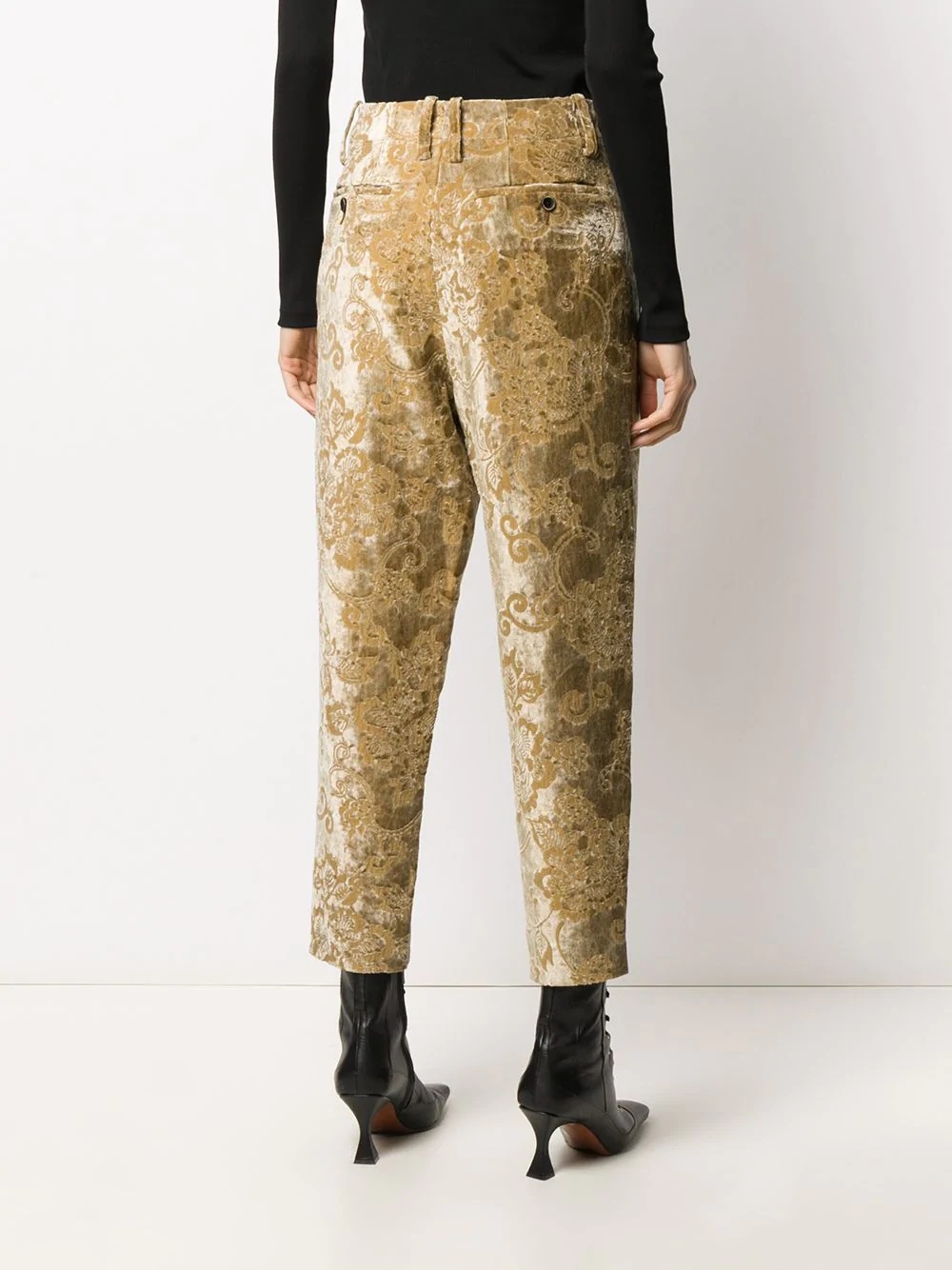 velvet jacquard trousers - 4