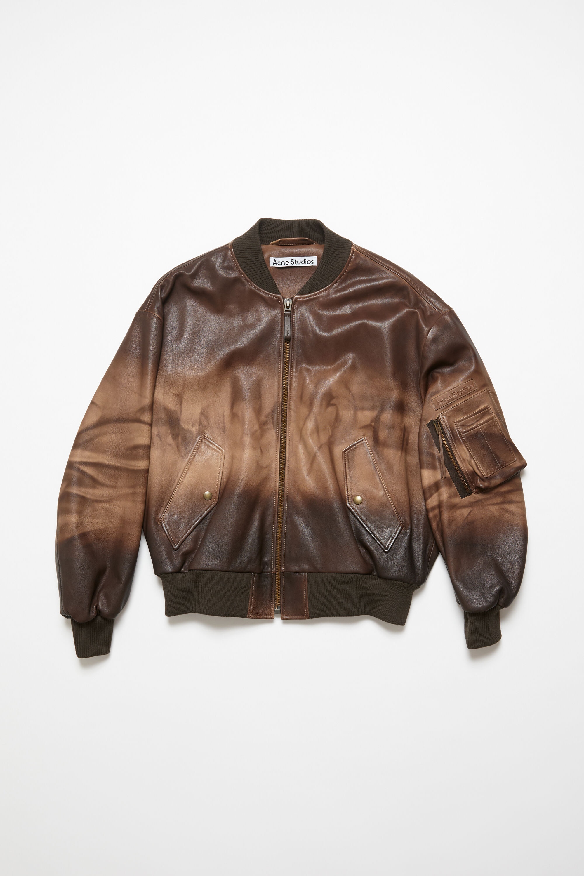 Leather bomber jacket - Brown - 1